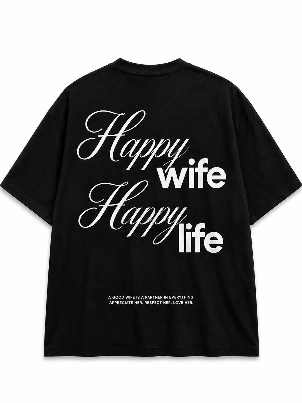 Happy wife, Happy life Reflecterende T-shirt (oversized)